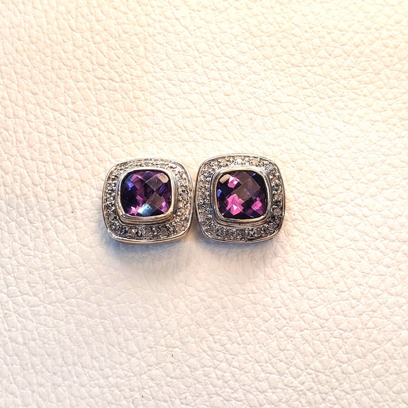 14k & 925 Wells Vintage Amethyst earrings - Picture 6 of 9